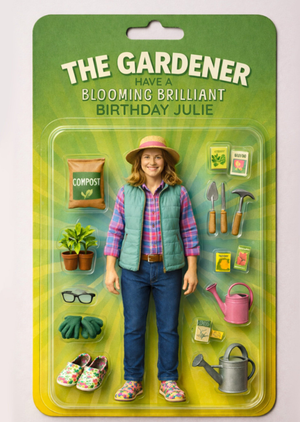 Moonpig Funny Gardener Toy Figure Face Swap Birthday Card For Her