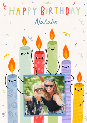 Moonpig Cute Smiley Kawaii Style Birthday Candles Photo Upload Card By Jess Moorhouse