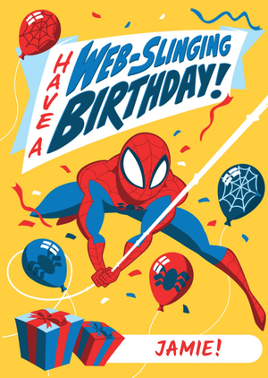 Marvel Spider Man Web Slinging Birthday Illustrated Card