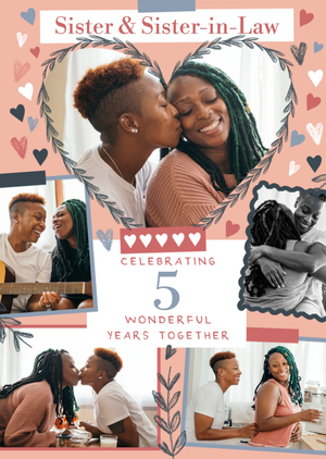 Moonpig Five Wonderful Years Together Photo Upload Anniversary Card