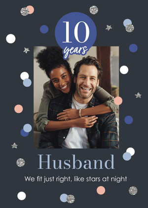 Moonpig Husband 10 Years Photo Upload Anniversary Card