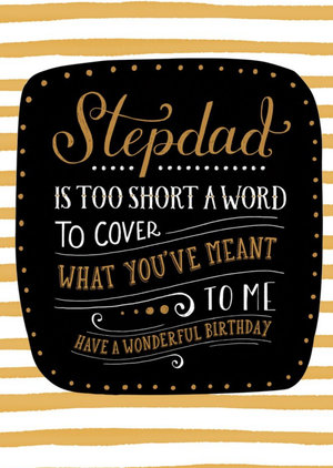 Moonpig Guk Black And Gold Typographic Stepdad Birthday Card