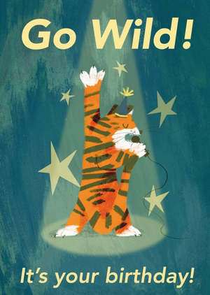 Moonpig Illustrated Tiger Singing Fun Go Wild Birthday Card