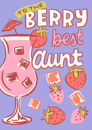 Moonpig Berry Best Aunt Cocktail Illustrated Birthday Card