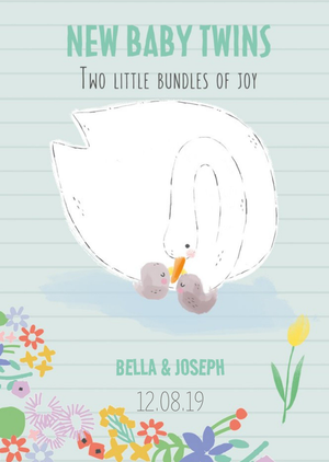 Moonpig Cute Parent And Baby Swan Twins Two Little Bundles Of Joy New Baby Card