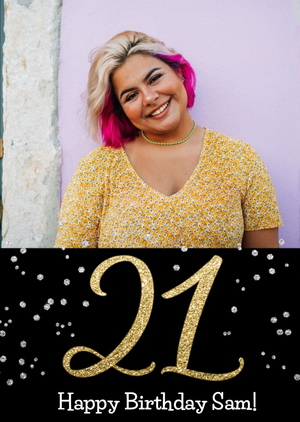 Moonpig 21st Photo Upload Glitter Confetti Birthday Card