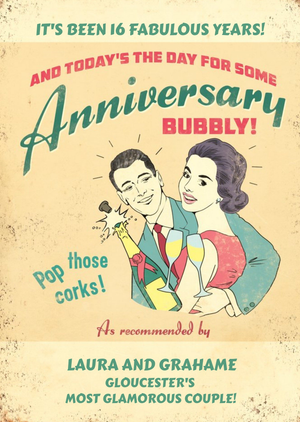 Moonpig Pop those Corks Personalised 16th Anniversary Card