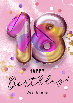 Moonpig Happy Birthday Pink Balloons 18th Birthday Card