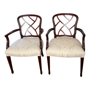 1990s Kindel Federal Style Upholstered Dining Chairs With Arms