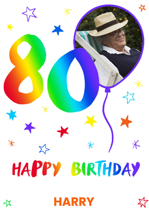 Moonpig Paperlink Colourful Fun 80th Birthday Card