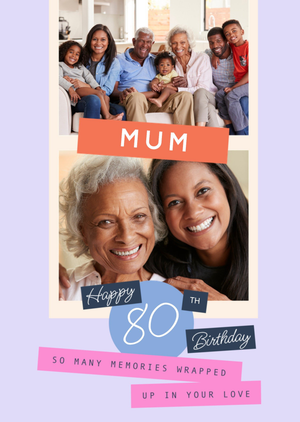Moonpig Happy 80th Birthday Mum Photo Upload Card