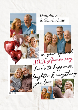Moonpig Daughter And Son In Law 30th Anniversary Collage Photo Upload Card