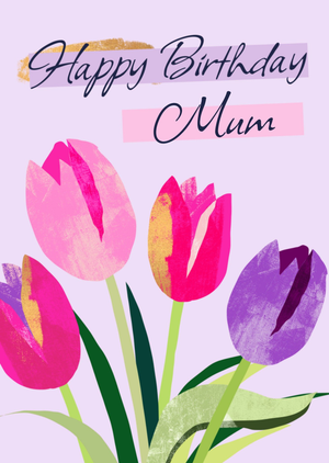 Moonpig Pretty Painted Illustrated Flowers Birthday Card