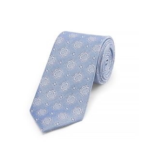 Light Blue Silk Tie with Geometric Design