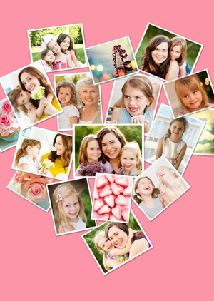 Moonpig Pink Heart Shaped Multi Photo Upload Collage Card