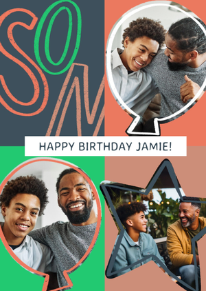 Moonpig Son Bold Typography Photo Upload Birthday Card