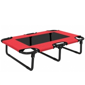 PawHut Portable Raised Dog Bed, Elevated Pet Cot with Breathable Mesh for Indoor Outdoor, for Small Medium Dogs, Red