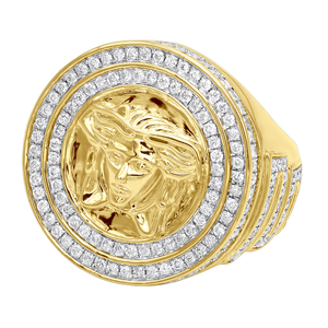 10K or 14K Gold Medusa Head Diamond Pinky Ring for Men 2.25ct