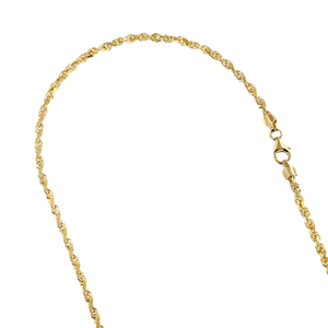 LUXURMAN Solid 10k Gold Rope Chain For Men & Women Diamond Cut 4mm