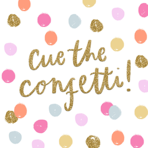 Cue The Confetti Gold Glitter Spots Card