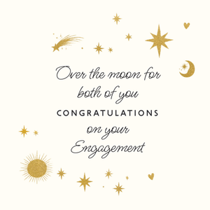 Moonpig Over The Moon For Both Of You Gold Celestial Engagement Card
