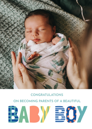 Moonpig A Beautiful Baby Boy Photo Upload Card