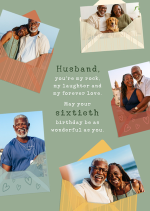Moonpig Designers You're My Rock Photo Upload Husband 60th Birthday Card