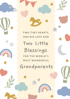 Moonpig Two Little Blessings World's Most Wonderful Grandparents New Baby Card