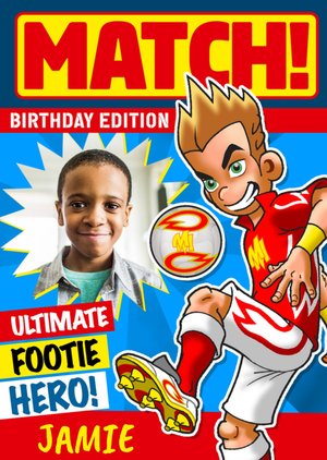 Moonpig Danilo Match Bright Graphic Spoof Magazine Cover Ultimate Footie Hero Photo Upload Birthday Card