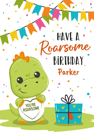 Swizzels Love Hearts Swizzels Posh Paws Cute Dinosaur Roarsome Birthday Card