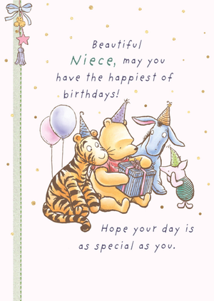 Moonpig Beautiful Niece Disney Winnie The Pooh Illustrated Photo Upload Birthday Card