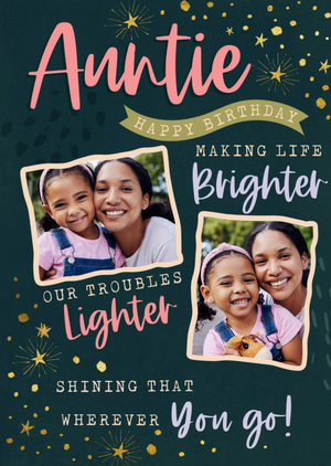 Dotty Black Auntie Making Life Brighter Photo Upload Birthday Card