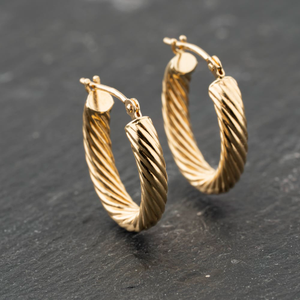 Pre-Owned 9ct Yellow Gold 17.8mm Twisted Hoop Earrings 41173800