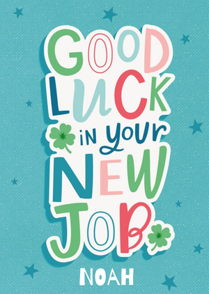 Moonpig Colourful Typography With Four Leaf Clovers New Job Card