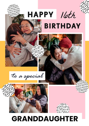Moonpig Three Photo Frames Surrounded By Geometric Shapes Photo Upload Birthday Card