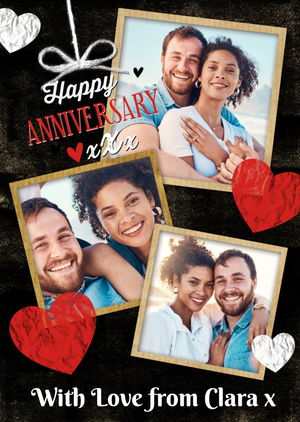 Moonpig Love Hearts And Craft Paper Picture Frames Photo Upload Anniversary Card