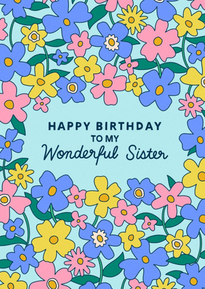 Moonpig Lisa Koesterke Illustrated Floral Sister Birthday Card