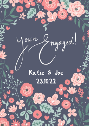 Moonpig Millicent Venton Illustrated Heart Floral Engagement Card