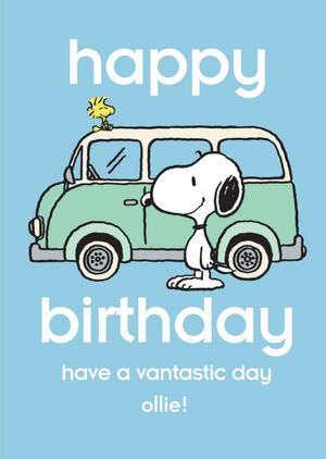 Moonpig Cute Peanuts Happy Birthday Have A Vantastic Day Personalised Card