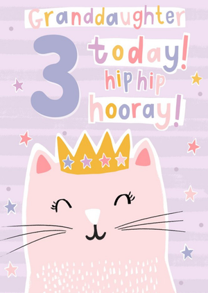 Moonpig Granddaughter 3 Today Hip Hip Hooray Birthday Card