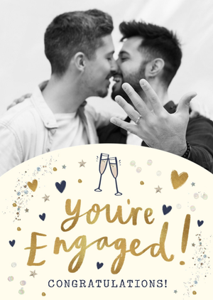 Moonpig You're Engaged Hand-Lettered Photo Upload Engagement Card