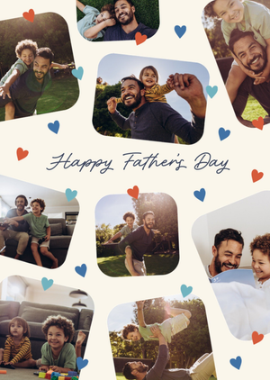 Moonpig Heart Pattern Photo Upload Collage Father's Day Card