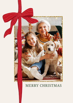 Moonpig Merry Christmas Photo Upload With Illustrated Bow Card