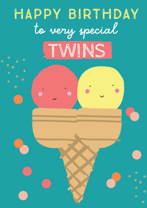 Moonpig Two Scoop Ice Cream Twins Birthday Card