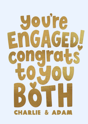 Moonpig Congrats To You Both Gold Typographic Engagement Card