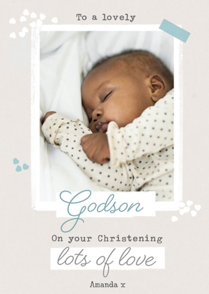 Moonpig Godson On Your Christening Photo Upload Card
