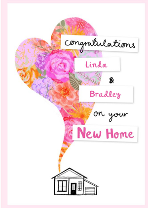 Moonpig Illustration Of A House With Chimney Smoke In The Shape Of A Heart New Home Card