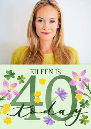 Moonpig Illustrated Green Floral 40th Birthday Card