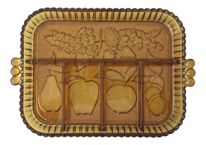 Vintage Divided Amber Indiana Glass Fruit Platter