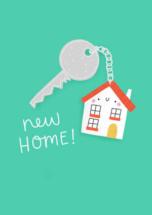 Moonpig Jess Moorhouse Illustrated Key New Home Card
